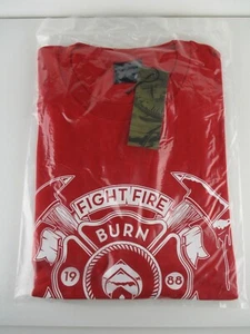 Burn Crew Fight Fire T-Shirt Graffiti  (Rare) Red M New With Tags (B119) - Picture 1 of 4