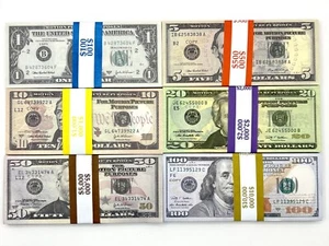 600 Bills Fake Money Movie Youtube Monopoly Games Learn $1, 5, 10, 20, 50, 100's - Picture 1 of 16