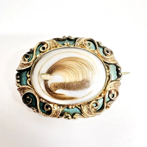 Antique Low Carat 5k-6k Gold Mourning Brooch Real Hair Filigree Brooch Pendant - Picture 1 of 7