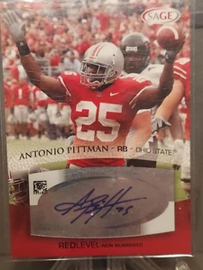 ANTONIO PITTMAN AUTOGRAPHED 2007 SAGE RED OHIO STATE BUCKEYES RC O-H-I-O - Picture 1 of 8