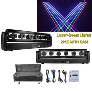 2PC/6Heads Moving Head Laser Bar Light RGB DMX Color DJ Disco Light Show W/CASE - Picture 1 of 9