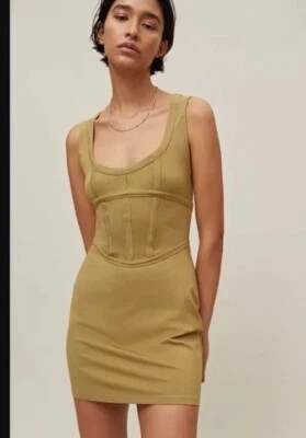 URBAN OUTFITTERS UO Ramona корсет вязаный мини-платье мох зеленый размер большой новый - Изображение 1 из 4