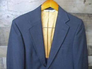 Vintage Izod Lacoste Suit Blazer Mens 38 Navy Blue Wool Two Button Sport Coat