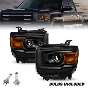 For 2014-2019 GMC Sierra 1500 2500HD 3500HD Projector Black Headlights L+R 14-18 - Picture 1 of 6
