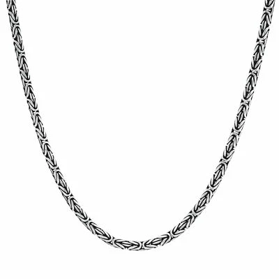 Silverly Collana a Catena Bizantina 3.6 mm Bali Argento Sterling .925 Ossidato - Immagine 1 di 4