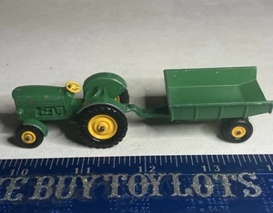 MATCHBOX LESNEY NO 50 JOHN DEERE LANZ TRACTOR & NO 51 TIPPING TRAILER GREEN - Picture 1 of 11