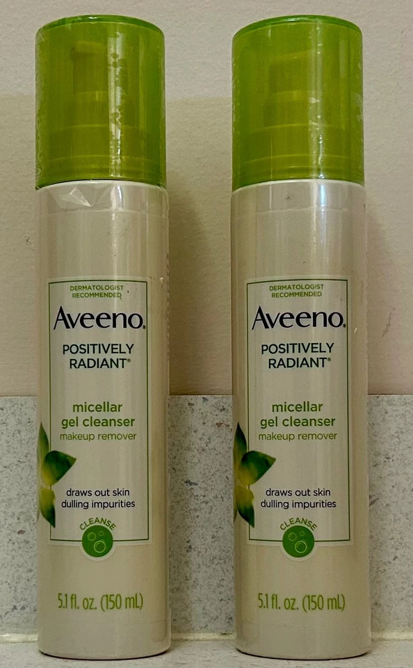 2- Limpiador y desmaquillante en gel micelar radiante positivo Aveeno 5,1 oz NUEVO Foto 1 de 1