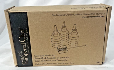 NIB The Pampered Chef Decorator Bottle Set 1585 w/3 Bottles and 1 Brush - Image 1 of 4