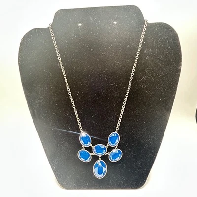 "Collar Touchstone Swarovski azul cristal facetado tono plata 17""-20""" Foto 1 de 4