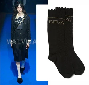 GUCCI CALCETINES DE VESTIR XXV TEJIDO ALGODÓN CROCHET VIEIRA TOP BORDADO LOGO $390 M - Imagen 1 de 3