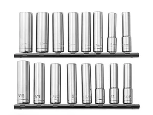 18PC 1/4 Dr Drive SAE Standard & MM Metric Deep Deepwell Hand Socket Set (6- - Picture 1 of 4