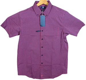 NWT Cutter & Buck Men's Anchor Gingham Short Sleeve Button Up Size M MCW00202 - Picture 1 of 14