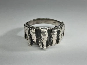 Vintage Sterling Silber Dreifach Elefant Ring. Größe 7,5 - Bild 1 von 5