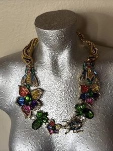 Flirty Sassy Jones SJ Rhinestone 24" Gold Tone Statement Necklace - Picture 1 of 16