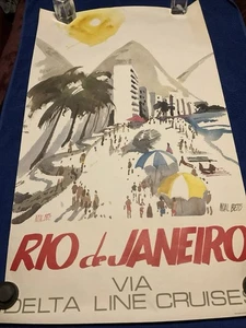 Vintage 1980er 22x37 "NOAL BETTS", Rio De Janeiro Lithographie, Künstler signiert - Bild 1 von 9