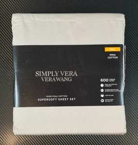 Set completo lenzuola 4 pezzi Simply Vera Wang 600 TC 100% cotone Pima grigio ombra - Foto 1 di 8
