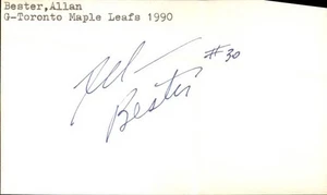 Allan Bester Signed 3x5 Index Card Cut Leafs Wings Stars Autograph Den - Picture 1 of 1