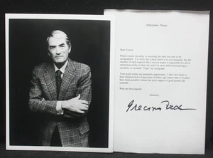 Gregory Peck Photo and Letter to Fan on Autographs with facsimile Signature - Picture 1 of 3