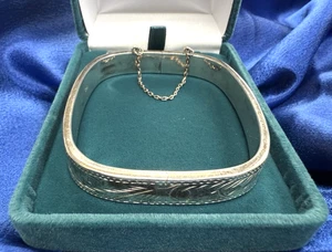 Hermoso brazalete vintage de plata de ley 925 con bisagras cuadradas marca AHM de 16 g - Imagen 1 de 12
