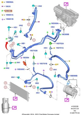 2274672 TUBOS AIRE ACONDICIONADO / DG9H19E881CE / 2330247 PARA FORD MONDEO V HAT - Imagen 1 de 4