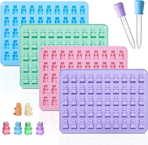 Gummy Bear Silicone Molds 4 PCS, Mini Size Chocolate Gummy Molds with 2 Dropper - Picture 1 of 7