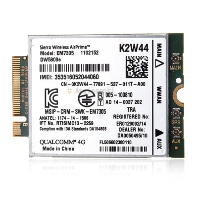 Dell DW5809e K2W44 Sierra Wireless Airprime EM7305 4G LTE WWAN Card Module E7450 - Image 1 of 4