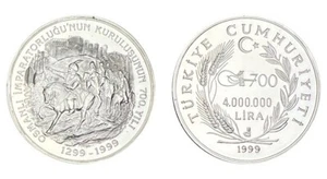 TURKEY 1999, Fatih Sultan Mehmet, 4.000.000 Lira, Silver Coin, 925 Ag UNC - Picture 1 of 1