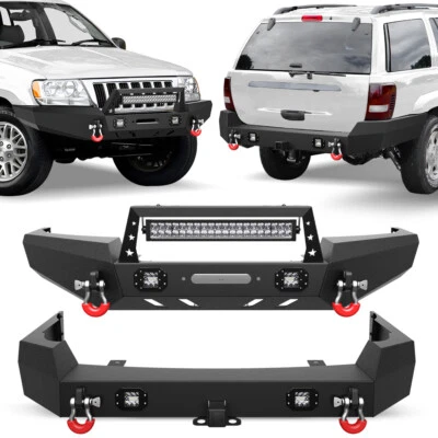 For Jeep Grand Cherokee WJ 1999-2004 Black Front/Rear Bumper D-Rings Winch Plate Foto 1 de 4
