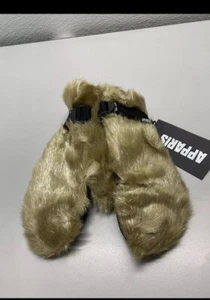 NEW - Apparis Womens Lumi Brown FAUX FUR Shaggy Pluche Mittens Fawn Shimmer - Picture 1 of 5