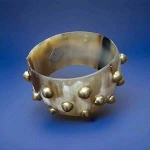 Ashley Pittman AP Kenya Horn Bronze Studded Bangle 1.75" Wide 2.50" - Picture 1 of 6