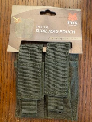 FOX TACTICAL DUAL MAG MOLLE POUCH FITS FN Five-seveN MAGAZINES - OD GREEN