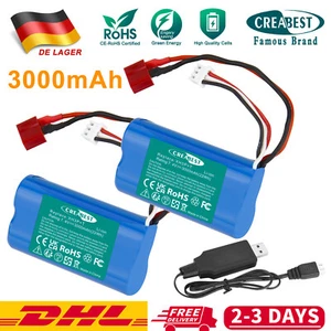 2Stücke 3000mAh 7.4V 2S Lipo Akku für Wltoys 4WD RC Auto 12401 12402 12403 12404 - Bild 1 von 22