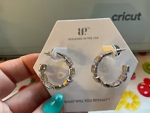 Bomb Party Earrings ER82642 Open My Heart Smokey topaz rhodium plating hoops - Picture 1 of 3
