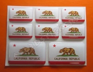 8 x 3D Stickers Resin Domed Flag California - USA Adhesive Decal Vinyl - Picture 1 of 1
