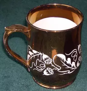 Tazza WADE Grande Porcellana Lucentezza Rame, Modello Foglia Rovere/Ghianda, Alta 5 - Foto 1 di 1