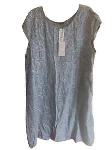Puro Lino 100% Linen Midi Shift Dress Grey Made in Italy Women's Plus SZ 3X NWT - Picture 1 of 12