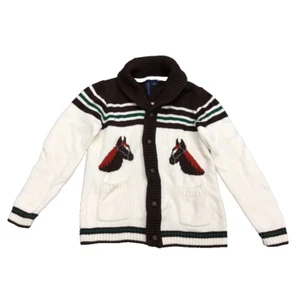 Janie And Jack Horse Cardigan Sweater Jumper Unisex Kids 6 Equestrian Preppy - Picture 1 of 10