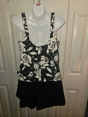 Traje de baño Maxine of Hollywood talla 16 negro falda de una pieza parte inferior acolchada superior Foto 1 de 4