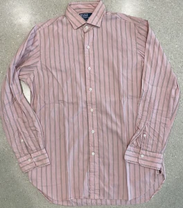 Polo Ralph Lauren Estate Custom Fit Salmon Striped Dress Shirt Mens 15.5-33 EUC - Picture 1 of 7