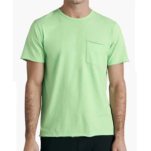 rag & bone Men's SS Miles Crew Tee Principal Jersey Raw Edge Cotton Shirt Green - Picture 1 of 7