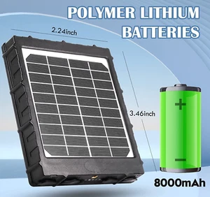 Trail Camera Solar Panel 8000mAh Supporting 3 Voltages 12V/1.2A 9V/1.6A 6V/2.4A - Picture 1 of 8