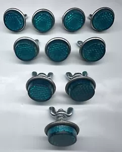 Lot of 10 ~ Goliath Industrial License Plate 1" Round Green Reflectors - Foto 1 di 5