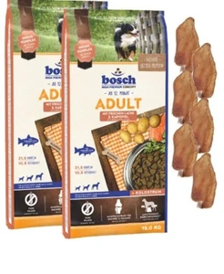 2x15kg Bosch Adult Lachs & Kartoffel Hundefutter + 6 x Kaninchenohren - Bild 1 von 1