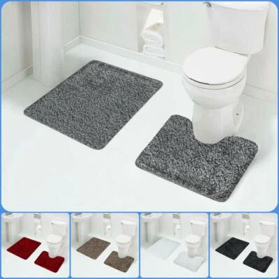 MILANO Non Slip Large Size Luxury Shiny Sparkling 2 Piece Bath Mat Sets Bathroom Rugs