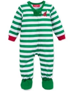 Family PJs Green Elf Stripe Santa Hat Christmas Footed Pajamas 24 Months #5950 - Picture 1 of 6