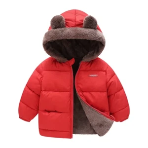 Warm Baby Hooded Fleece Coat for Kids 1-5Y - Soft Cotton Padded Outerwear - Picture 1 of 35