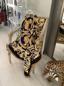 55”55” Large Custom Made Versace Lion And Urn Upholstery Velvet - Picture 1 of 12