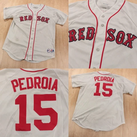 vtg usa made MAJESTIC Boston Red Sox Dustin Pedroia #15 baseball jersey LARGE Cover