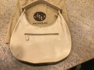 CLASSIC MONSAC SMOOTH Beige GENUINE LEATHER hobo shoulder bag - Picture 1 of 5
