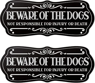 2 Pieces Dog Sign for Fence Beware of Warning Signs Metal Aluminum Black  - Image 1 of 4